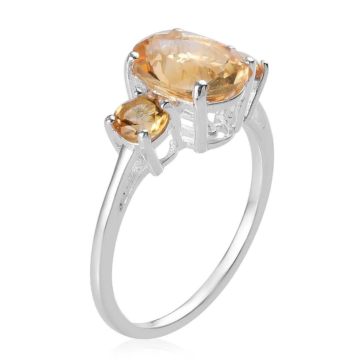 1.90 Ct Citrine Trilogy Ring in Sterling Silver 3605448 4