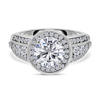 Moissanite Ring in Platinum Overlay Sterling Silver 1.96 Ct.