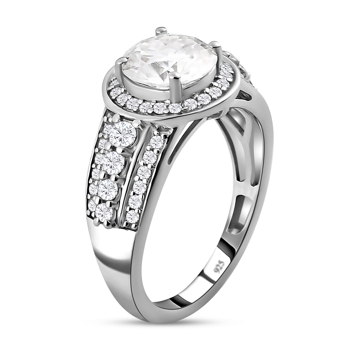1.96 Ct Moissanite Classic Halo Ring in Platinum Overlay Sterling Silver 8846728 4