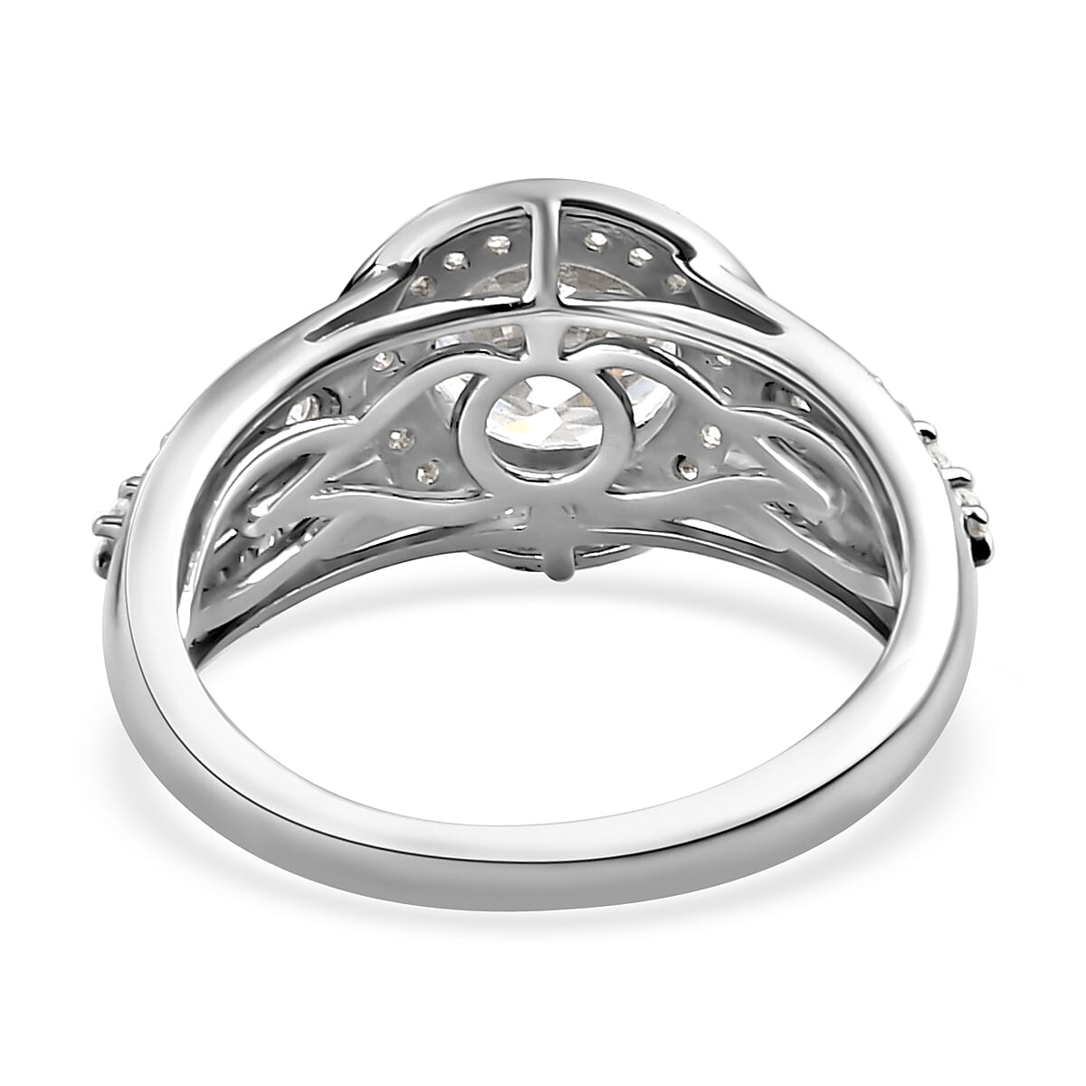 1.96 Ct Moissanite Classic Halo Ring in Platinum Overlay Sterling Silver 8846728 5