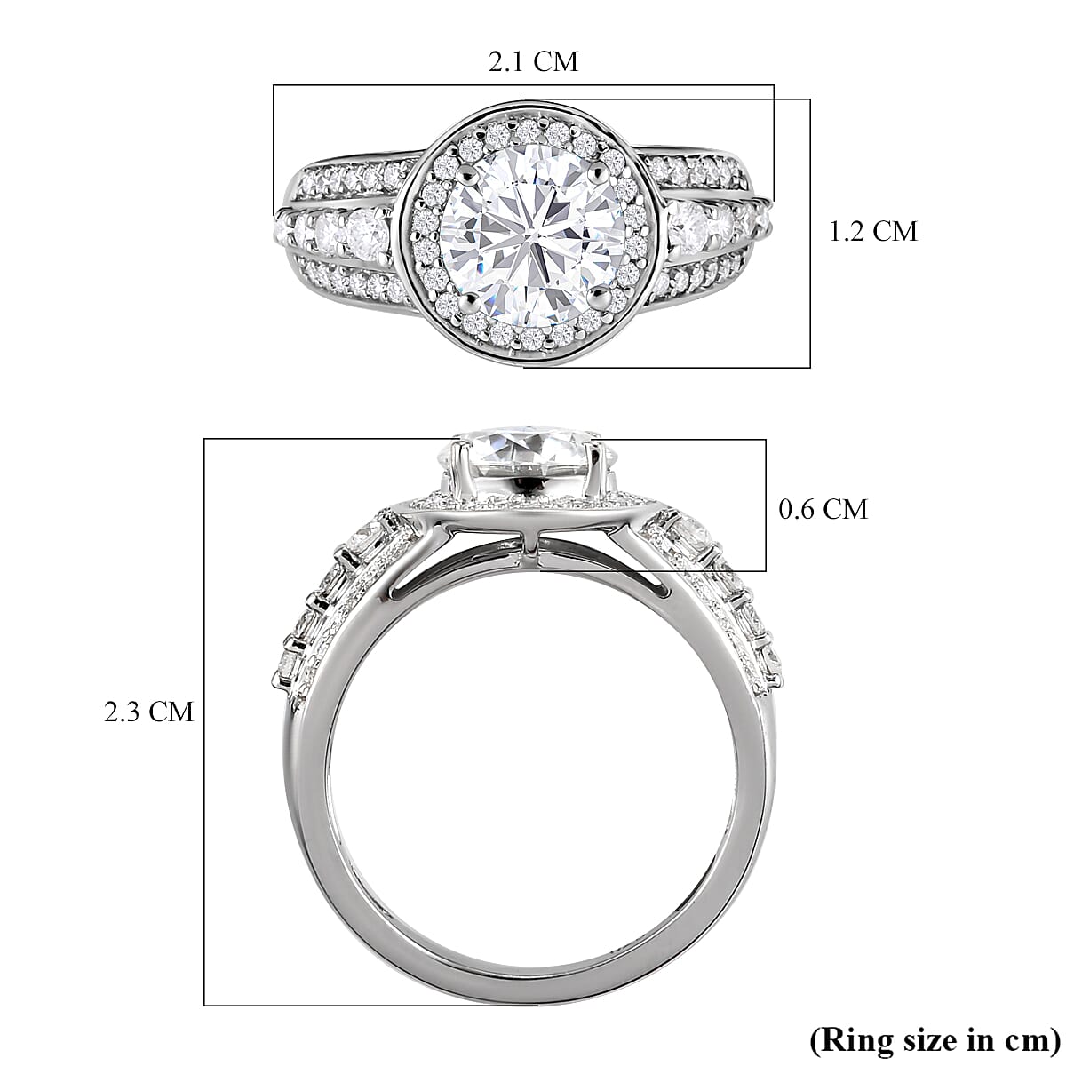 1.96 Ct Moissanite Classic Halo Ring in Platinum Overlay Sterling Silver 8846728 6