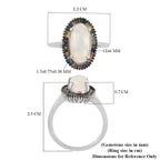 Ethiopian Welo Opal and Multi Diamond Ring in Platinum Overlay Sterling Silver 1.96 Ct.