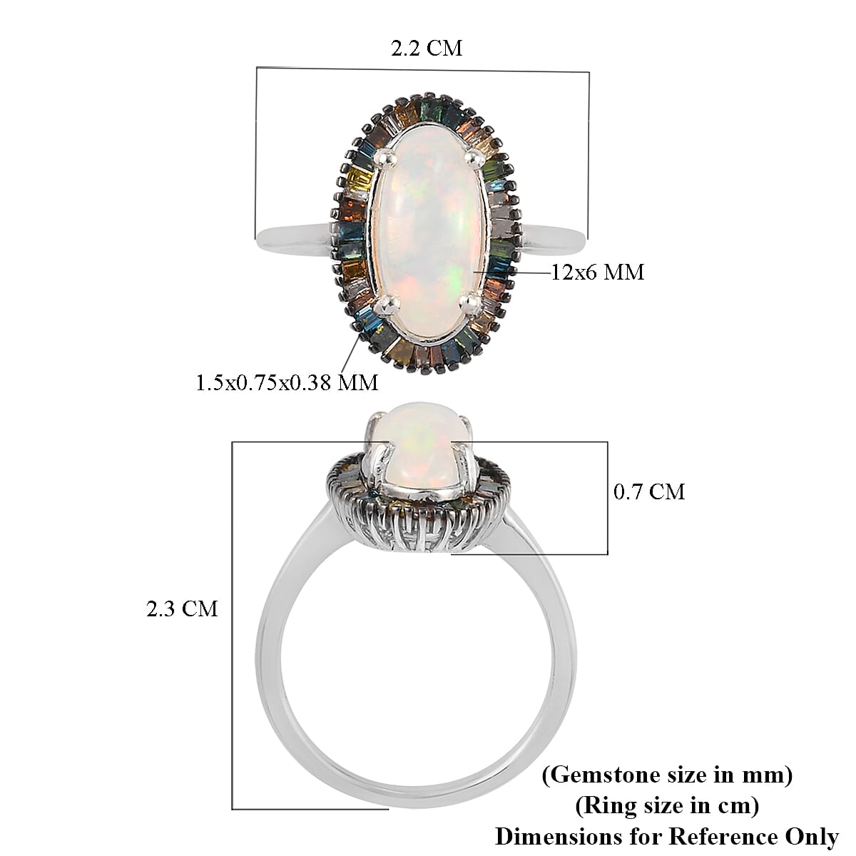 1.96 Ct. Ethiopian Welo Opal and Multi Gemstone Ring in Platinum Plated Sterling Silver 3857919 6