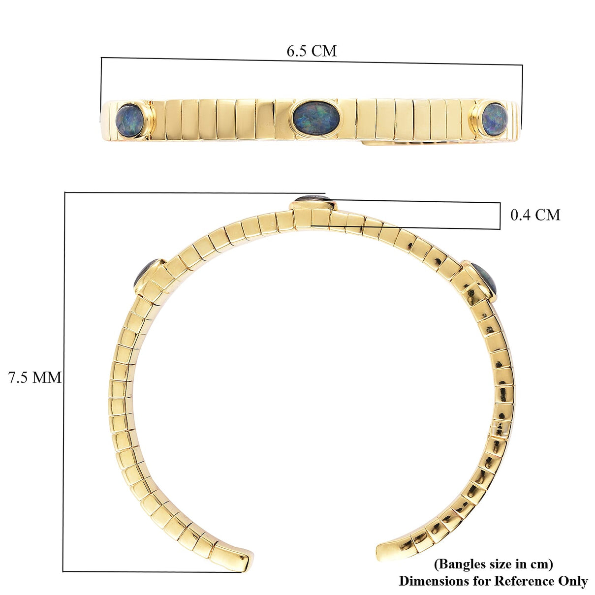 GP Collection - Tubo Gas - Australian Boulder Opal Bangle (Size 7.5) in Yellow Gold Overlay Sterling Silver 3726588 7