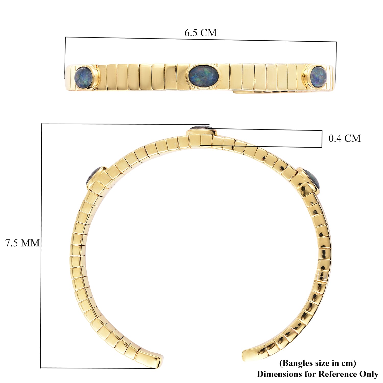 GP Collection - Tubo Gas - Australian Boulder Opal Bangle (Size 7.5) in Yellow Gold Overlay Sterling Silver 3726588 7
