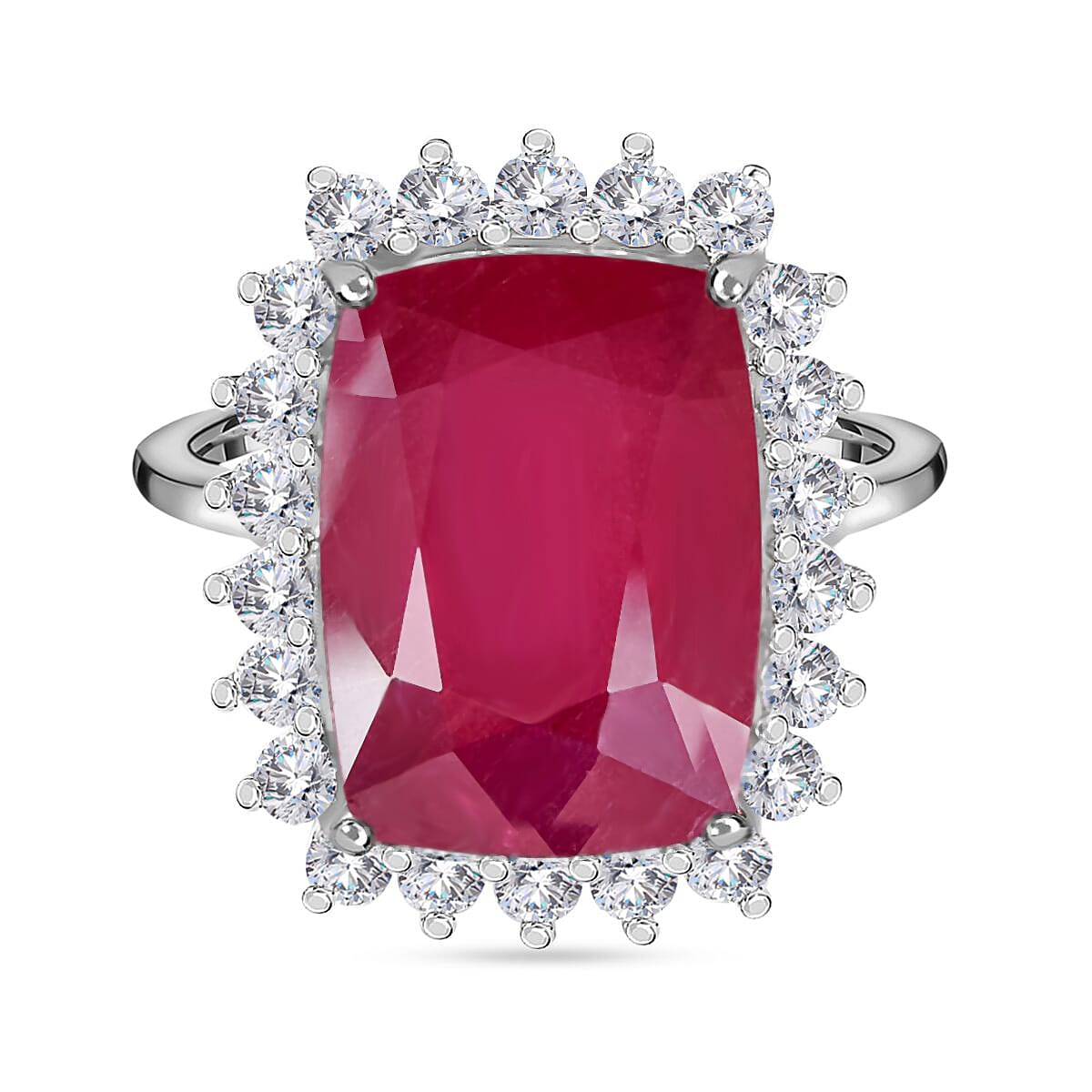 10.9 Ct. AAA African Ruby and Moissanite Halo Ring in 9K White Gold 7382500 13