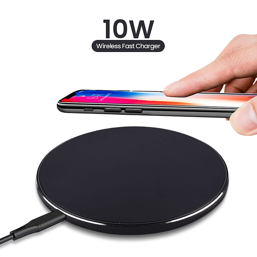 10 Watts Wireless Fast Charger with LED Indicator for Samsung Galaxy S21/S20/S10/S10+/S10e/S9/S9+/S8/S7, iPhone 13/12/SE 2/11/Xs/XR/X/8 Plus/8, Airpods, and All Qi-Enabled Phone- Black 7456318 0