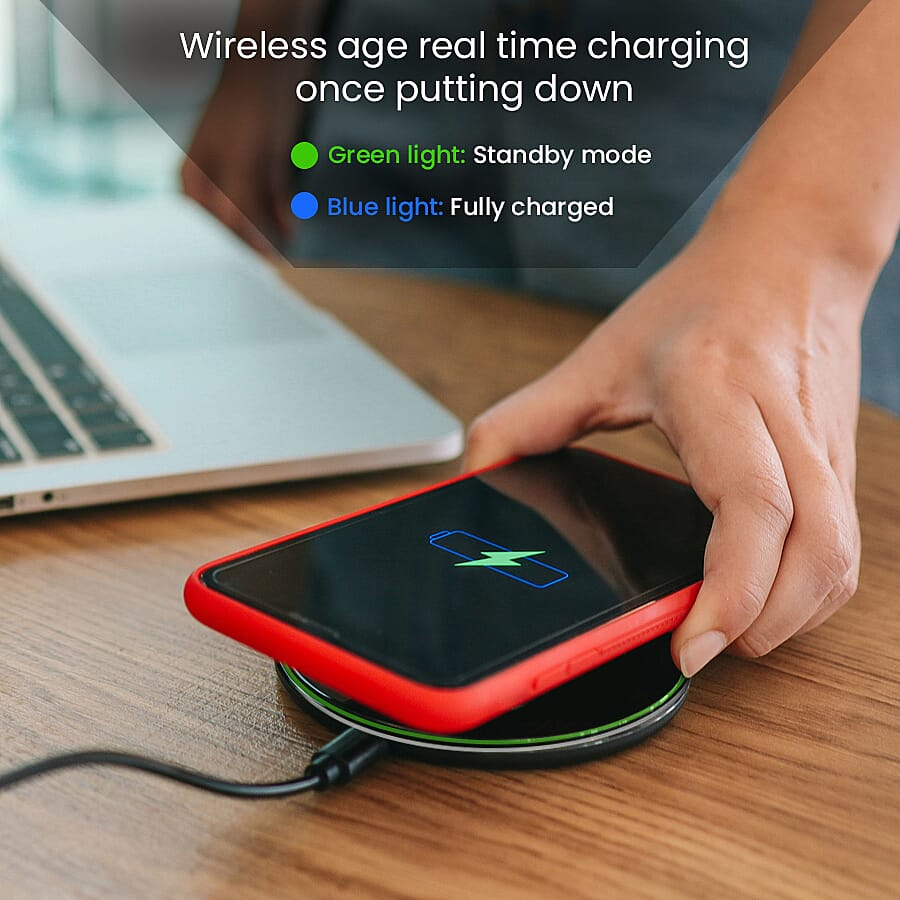 10 Watts Wireless Fast Charger with LED Indicator for Samsung Galaxy S21/S20/S10/S10+/S10e/S9/S9+/S8/S7, iPhone 13/12/SE 2/11/Xs/XR/X/8 Plus/8, Airpods, and All Qi-Enabled Phone- Black 7456318 1