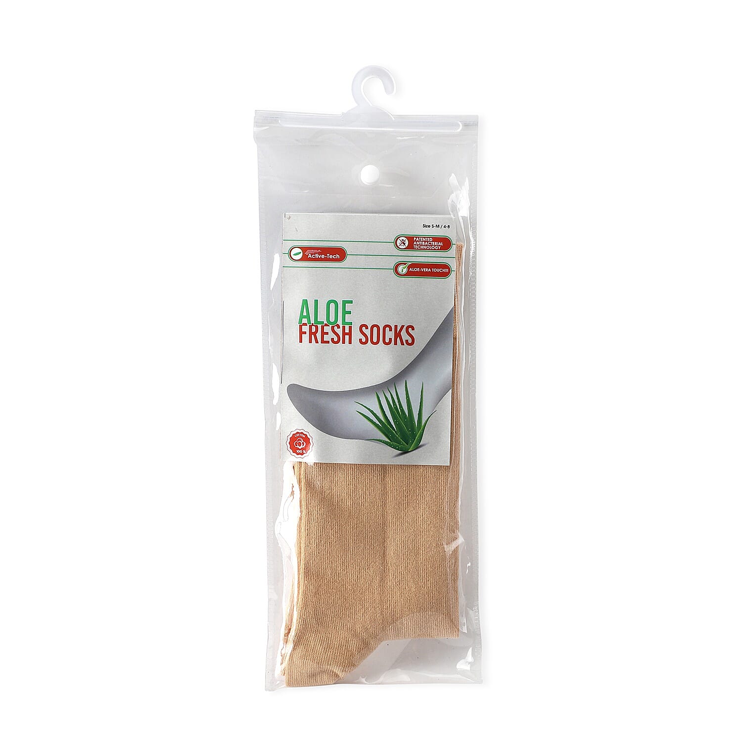 100% Cotton Aloe Fresh Socks (Size 4-8 ) - Beige 3421616 4
