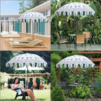 100% Cotton Canvas Block Printed Ethnic Parasol Size (6 Ft. Dia. Shade and 8 Ft. Long Pole) - Red - Green