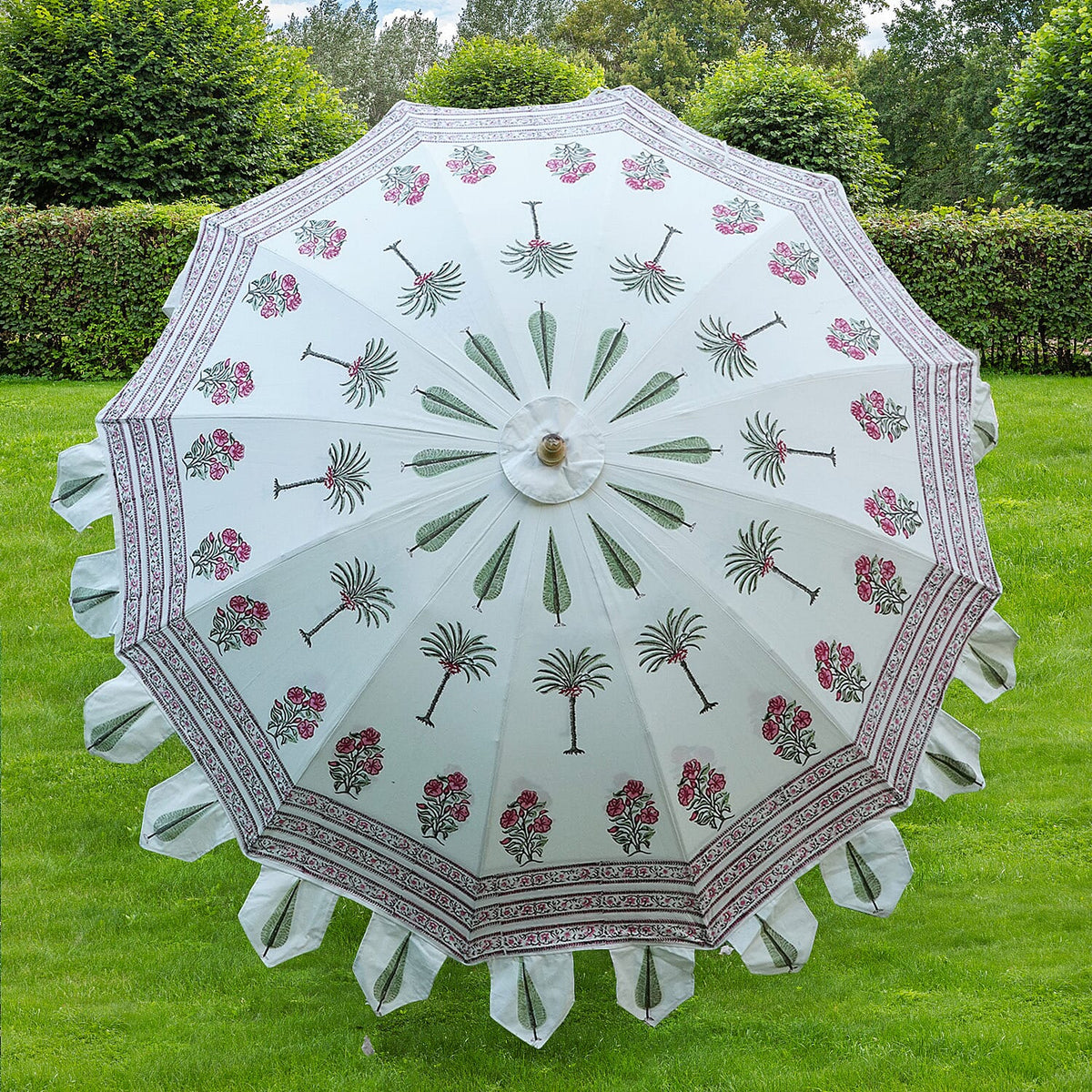100% Cotton Canvas Block Printed Ethnic Parasols Size - Red and Green 7433546 3