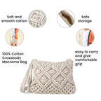 100% Cotton Crossbody Macrame Bag with Long Handle - White