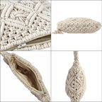 100% Cotton Crossbody Macrame Bag with Long Handle - White