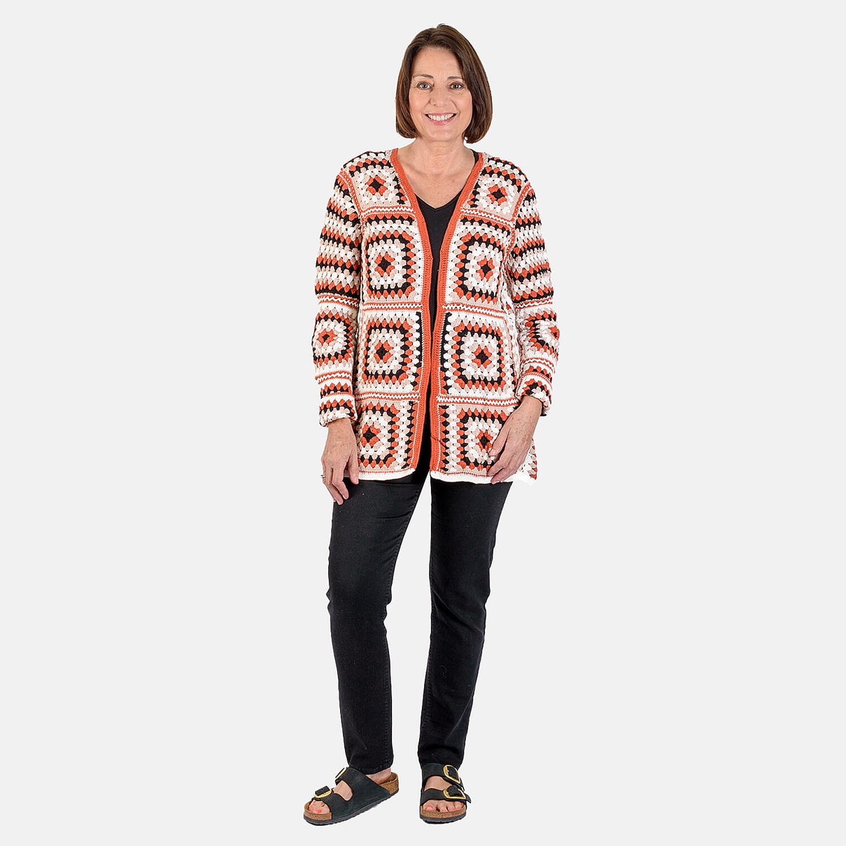 100% Cotton Hand Crochet Cardigan - White and Multi 6280242 0