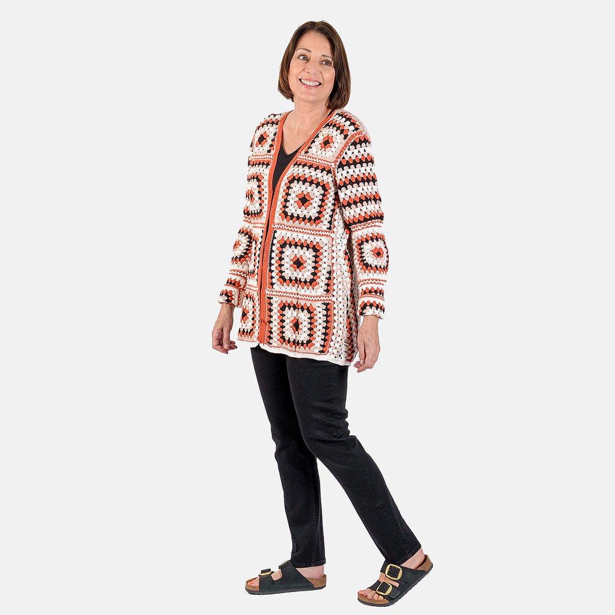 100% Cotton Hand Crochet Cardigan - White and Multi 6280242 1