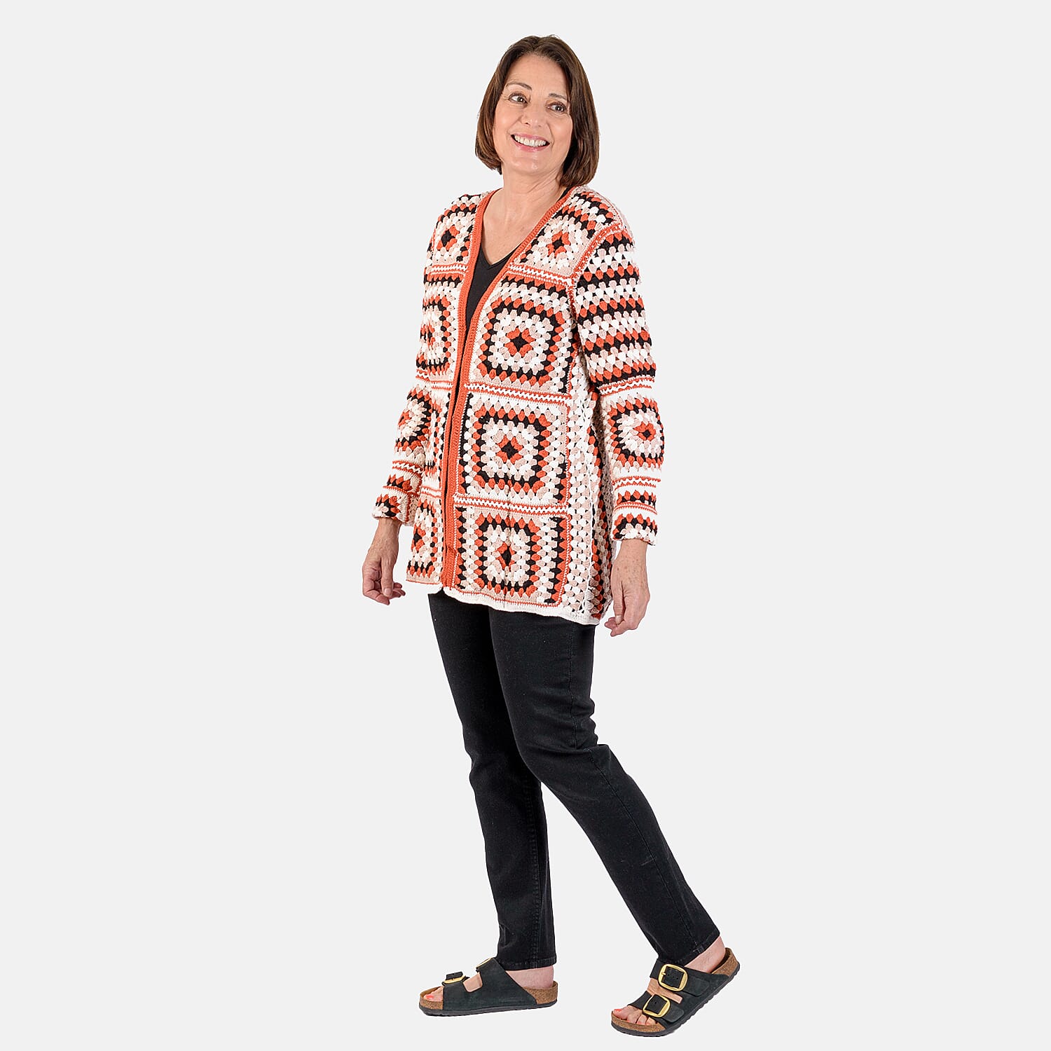 100% Cotton Hand Crochet Cardigan - White and Multi 6280242 1