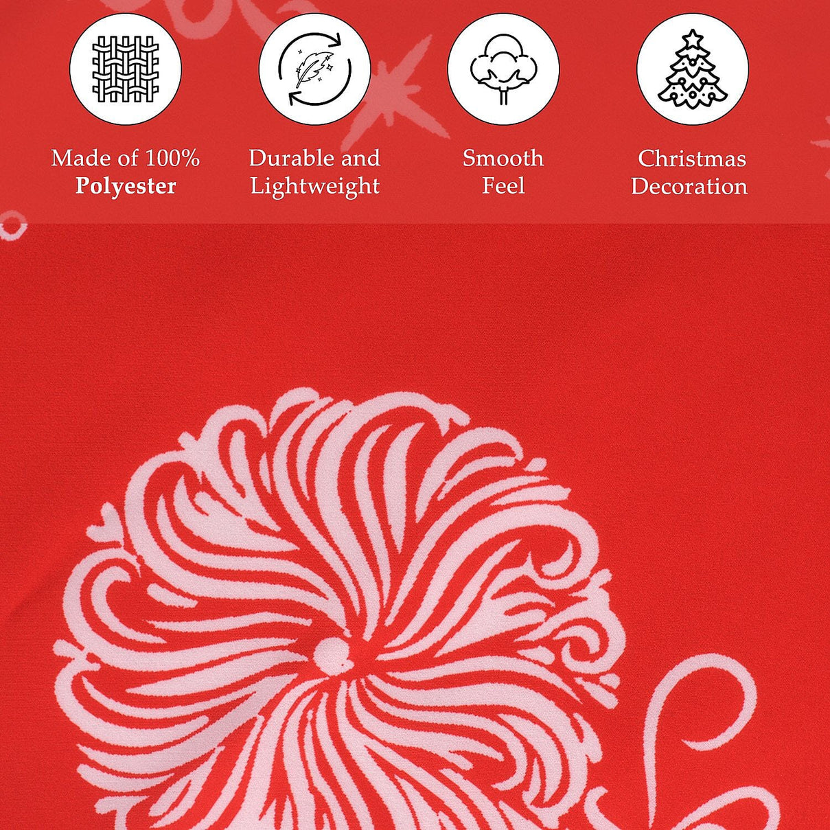 100% Cotton Reindeer Print Christmas Tree Skirt (Size 89Dia Cm) - Red 7132869 6