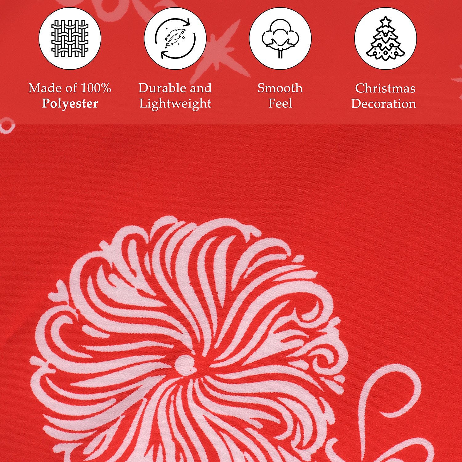 100% Cotton Reindeer Print Christmas Tree Skirt (Size 89Dia Cm) - Red 7132869 6
