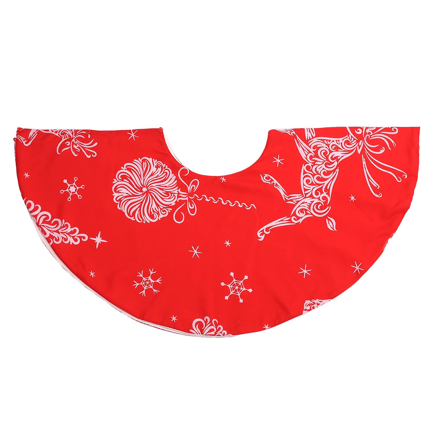 100% Cotton Reindeer Print Christmas Tree Skirt (Size 89Dia Cm) - Red 7132869 7