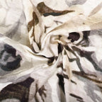 100% Cotton Slub Digital Printed Throw Blanket with Frill (Size 180x130 Cm) - Ivory & Black