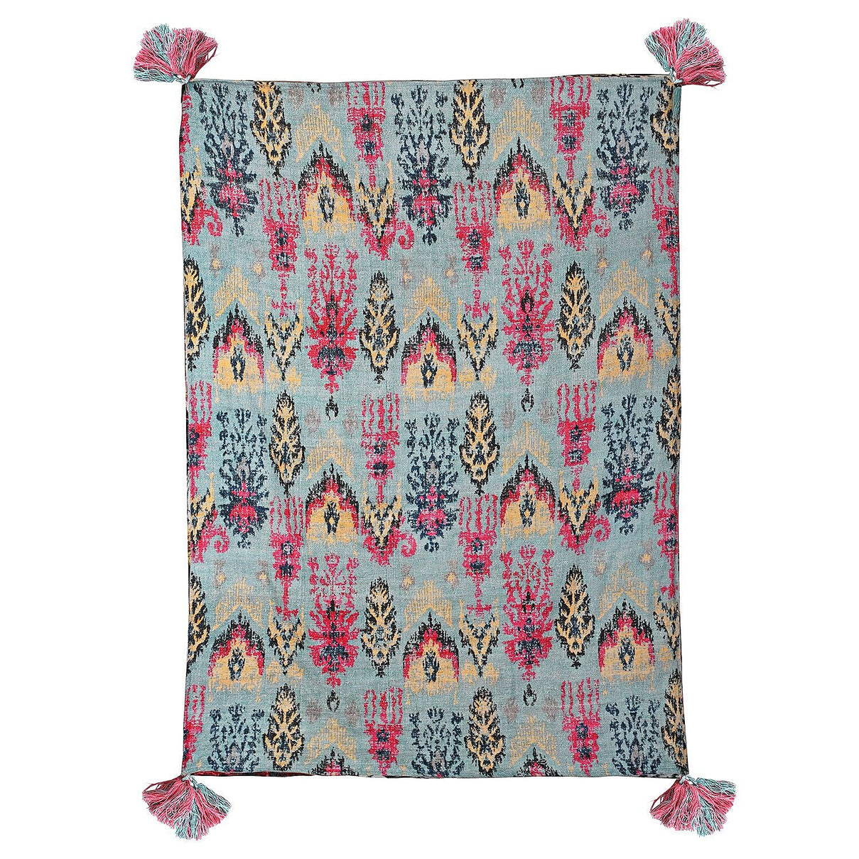Cotton Slub Digital Printed Throw Blanket with Tassels - Grey 7016664 3