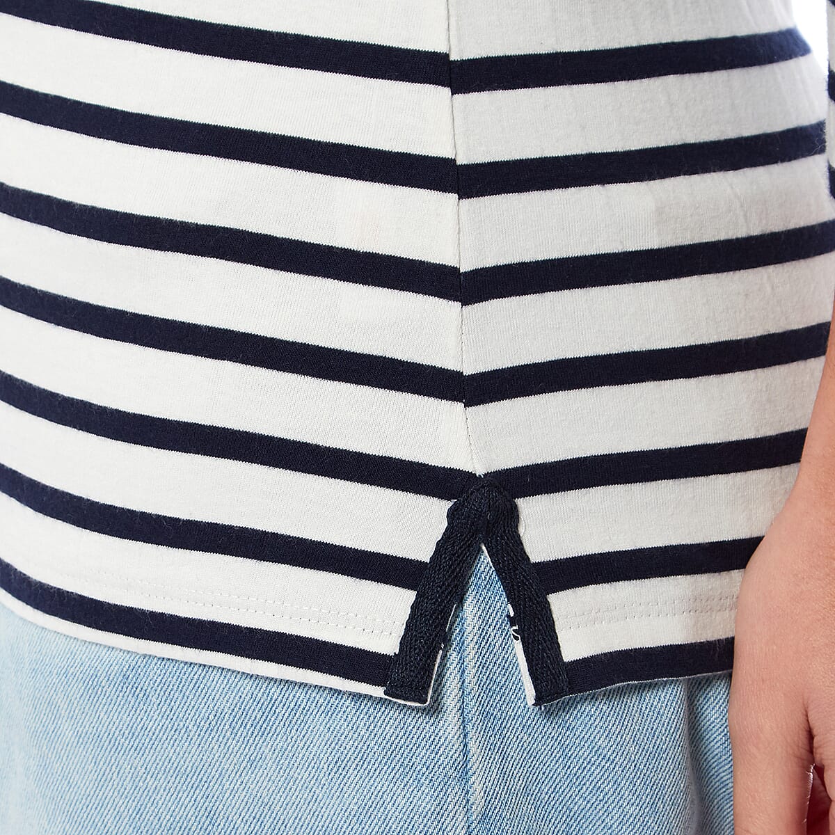 100% Cotton Thin Stripe 3-4 Sleeve Casual Top (Size 18) - Blue V32536135 5