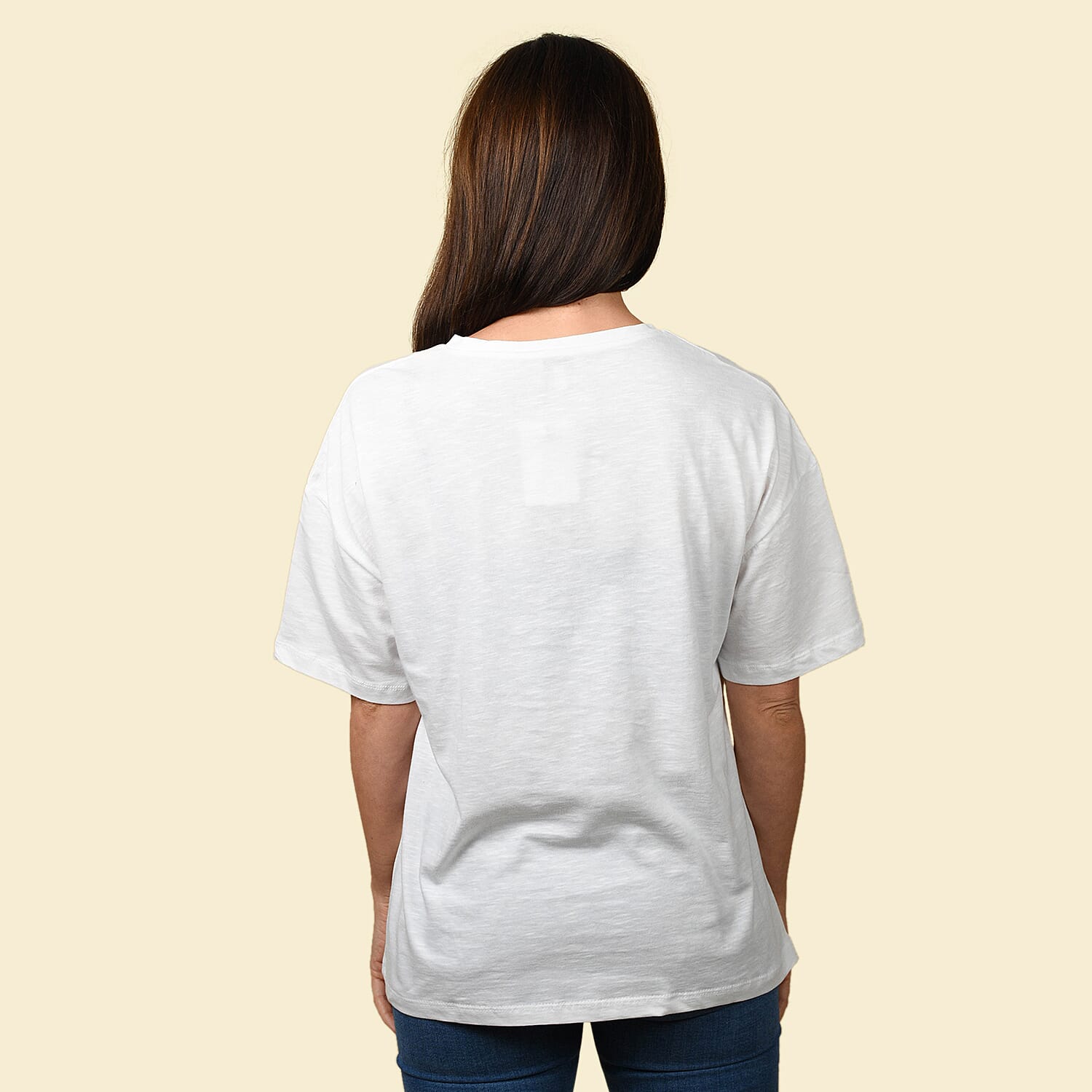 100% Cotton Women's V-Neck Top - White 3846723 1