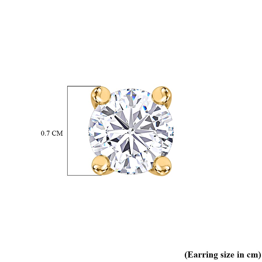 100 Faceted Moissanite Solitaire Stud Earrings in 18K Vermeil YG Plated Sterling Silver 7692633 9