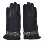 100% Genuine Leather Gloves (Size 21x10cm) - Black