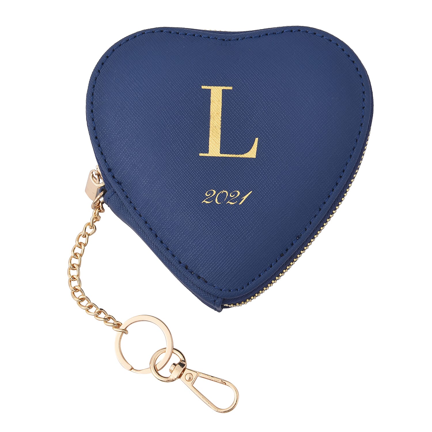 100% Genuine Leather Alphabet Heart Shape Purse with Engraved Message on Back Side - Navy 6300413 0