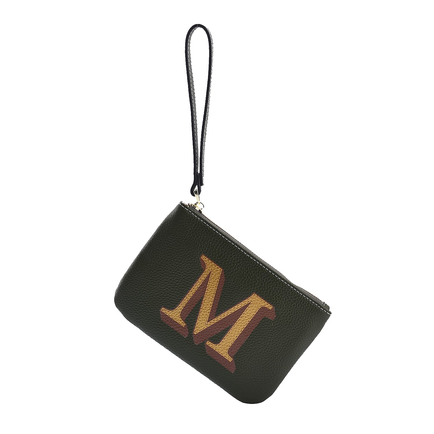 100% Genuine Leather Alphabet M RFID Protected Wallet with Engraved Message on Back Side - Green 7838406 0