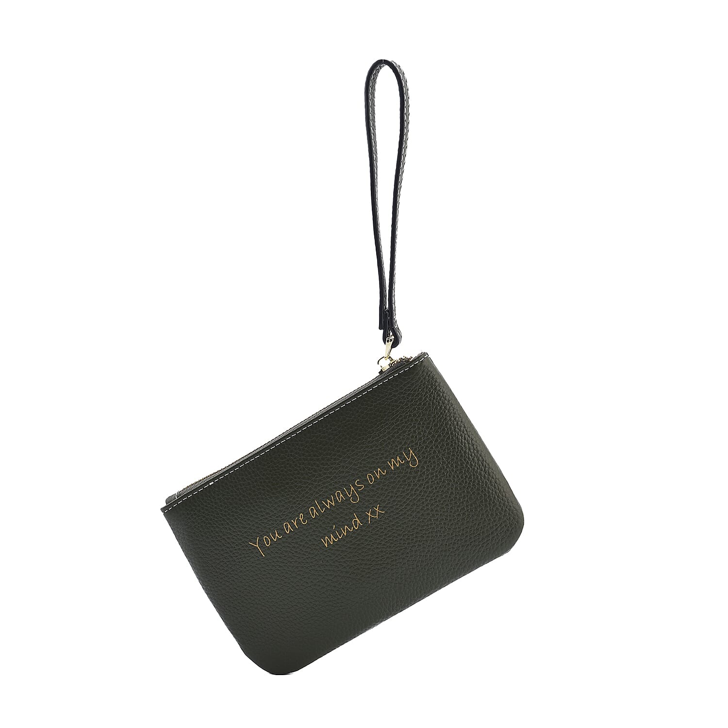 100% Genuine Leather Alphabet M RFID Protected Wallet with Engraved Message on Back Side - Green 7838406 2