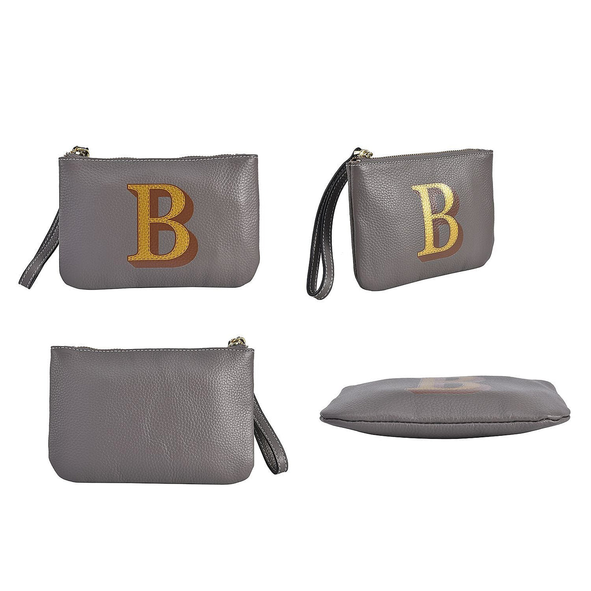 100% Genuine Leather Alphabet E Wallet with RFID Protection - Orange V32607754 8