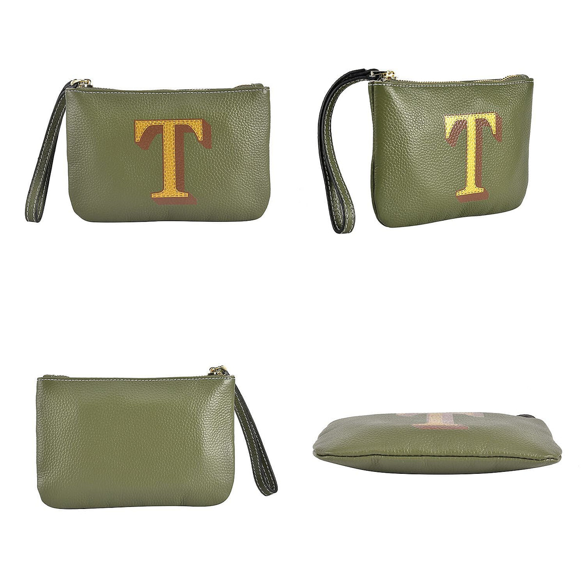 100% Genuine Leather Alphabet E Wallet with RFID Protection - Orange 7028007 4