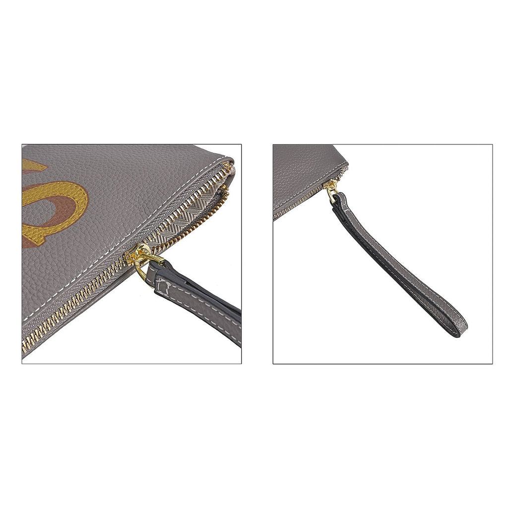 100% Genuine Leather Alphabet S Wallet with RFID Protection - Grey