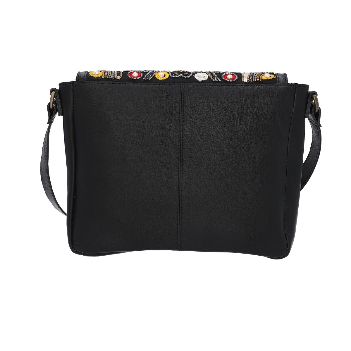 100% Genuine Leather Black Crossbody Bag with Multi Colour Embellishments 6883784 4