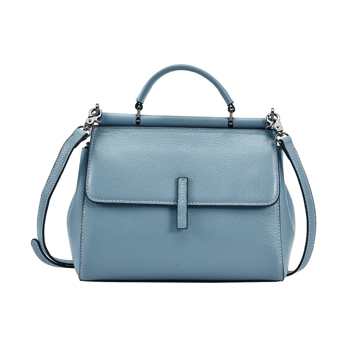 100% Genuine Leather Convertible Bag with Detachable Long Strap - Light Blue 7026966 0