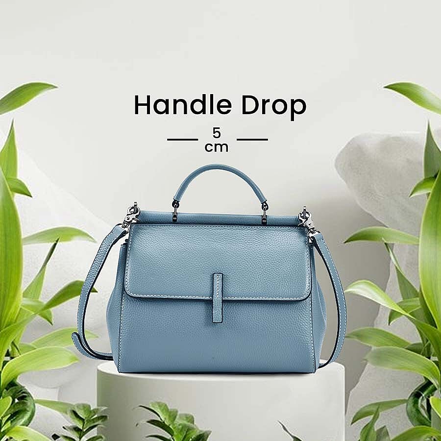100% Genuine Leather Convertible Bag with Detachable Long Strap - Light Blue 7026966 5