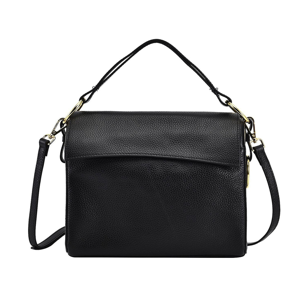 100% Genuine Leather Convertible Bag with Detachable Long Strap (Size 25x12x20 Cm) - Black