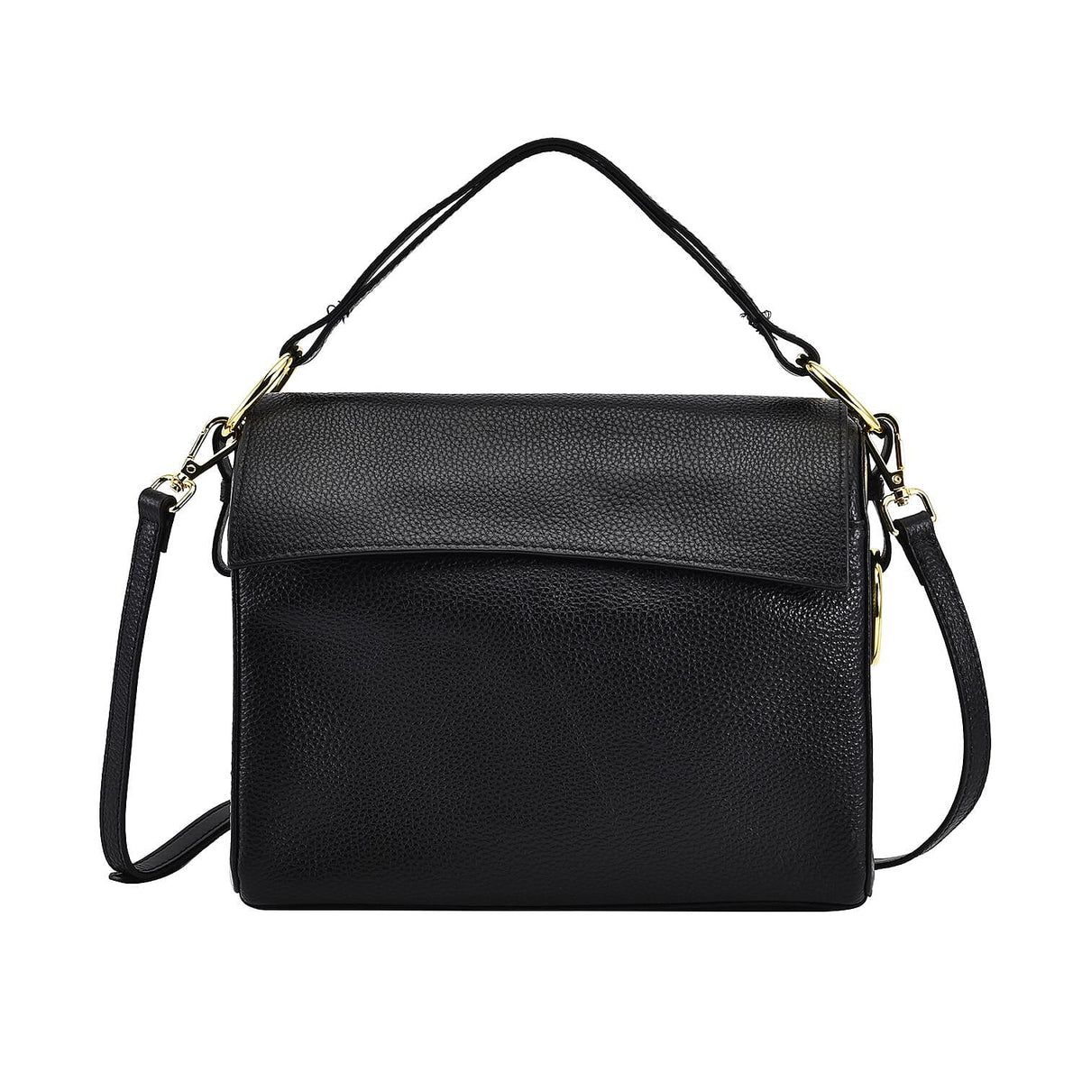 100% Genuine Leather Convertible Bag with Detachable Long Strap - Black 7027306 0