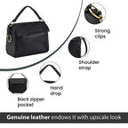 100% Genuine Leather Convertible Bag with Detachable Long Strap (Size 25x12x20 Cm) - Black