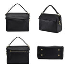 100% Genuine Leather Convertible Bag with Detachable Long Strap (Size 25x12x20 Cm) - Black