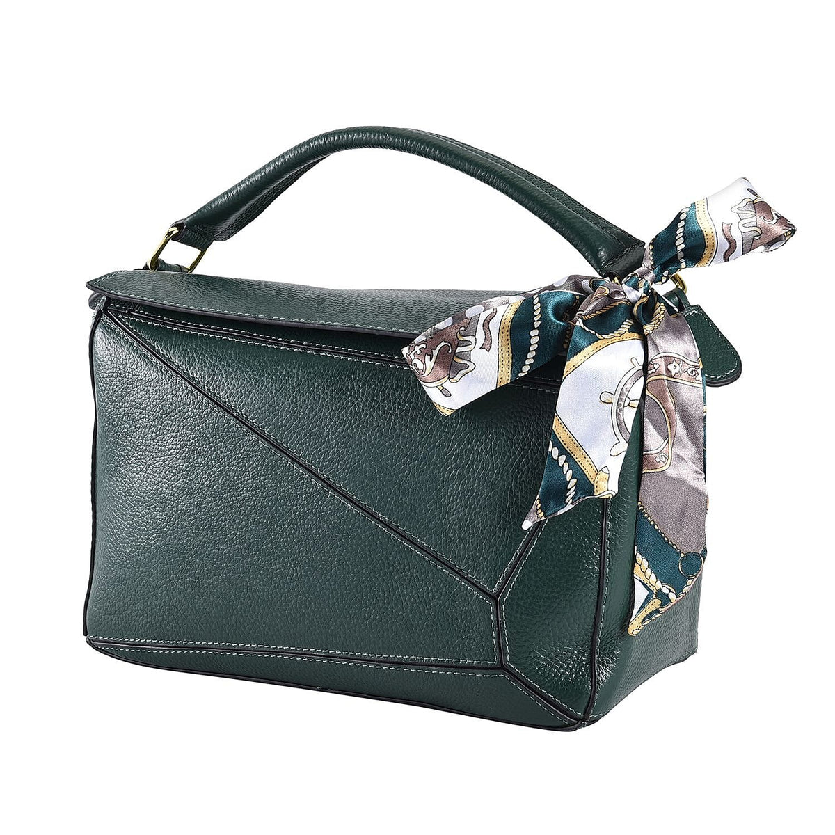 100% Genuine Leather Desginer Inspired Handbag with Detachable Long Strap - Green 7126423 5