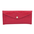100% Genuine Leather Croc Embossed Pattern Long Size Wallet with Magnetic Closure (Size 20x10Cm) - Fuchsia
