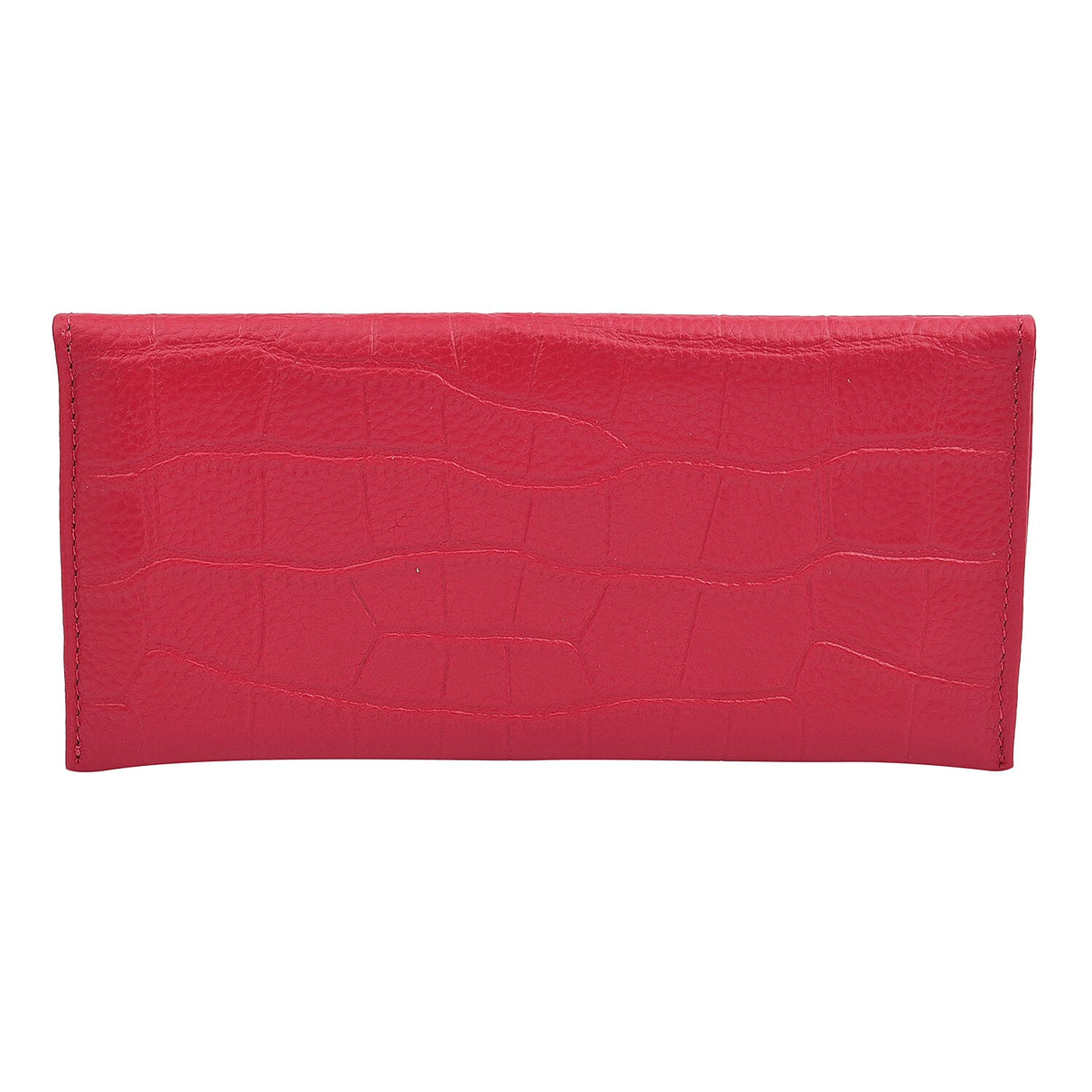 100% Genuine Leather Croc Embossed Pattern Long Size Wallet with Magnetic Closure - Fuchsia 7365349 3