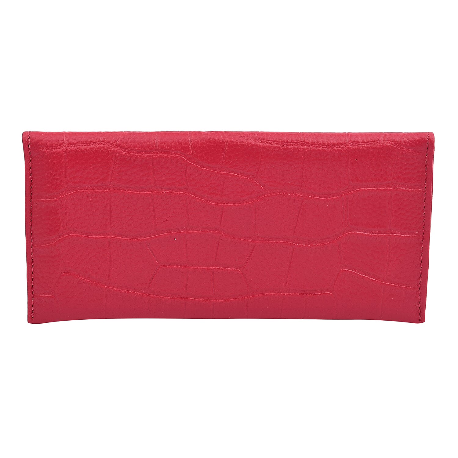 100% Genuine Leather Croc Embossed Pattern Long Size Wallet with Magnetic Closure - Fuchsia 7365349 3