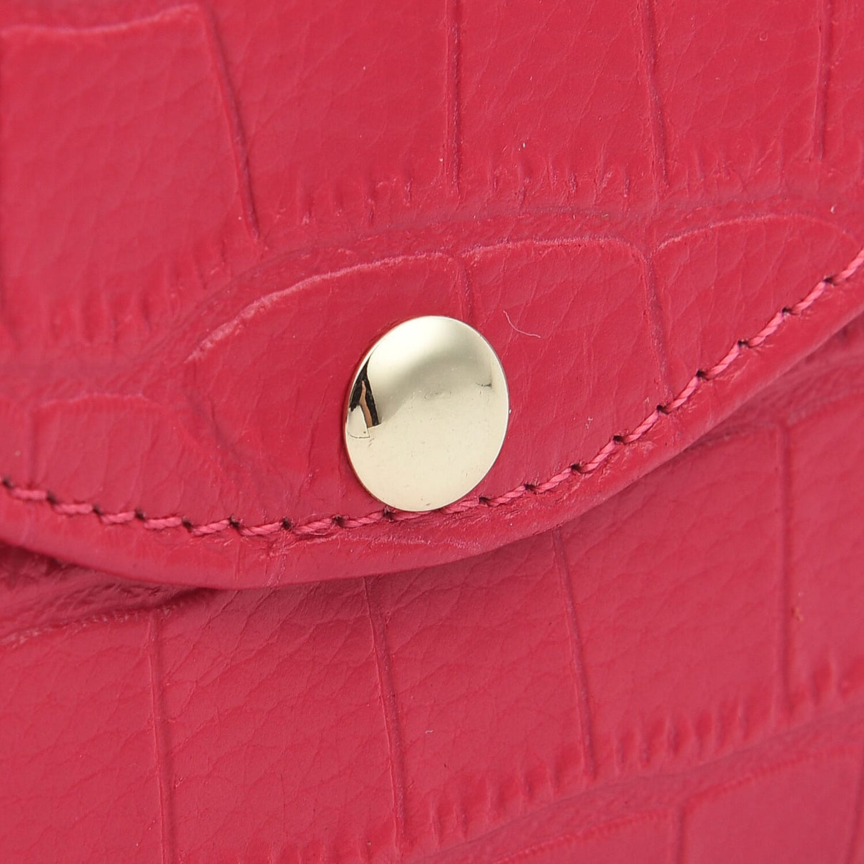100% Genuine Leather Croc Embossed Pattern Long Size Wallet with Magnetic Closure - Fuchsia 7365349 6