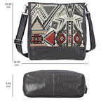 100% Genuine Leather Crocodile Embossed and Jacquard Crossbody Bag - Brown