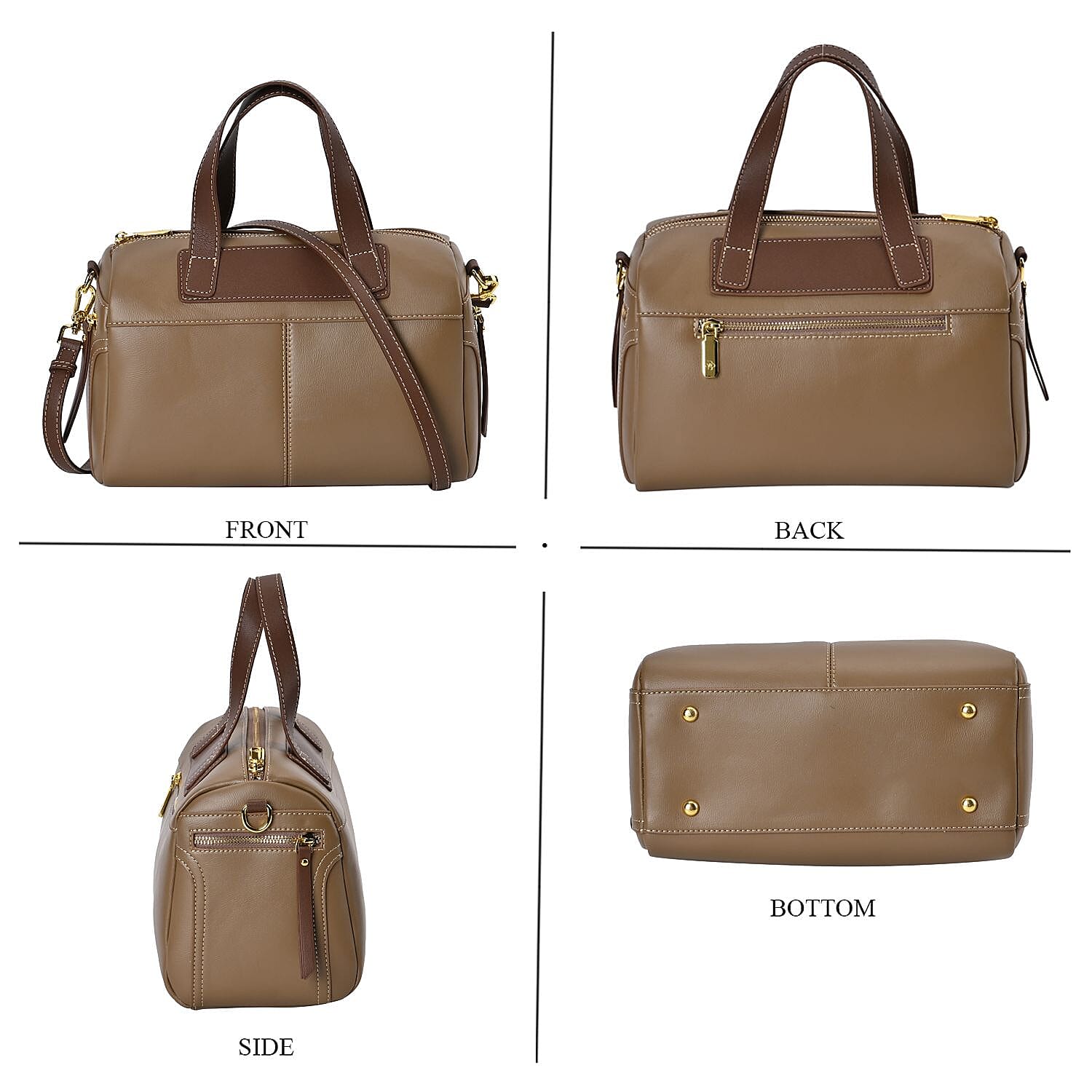 Manhattan CloseOut- 100% Genuine Leather  Bag with Shoulder Straps - Gold 7603767 2