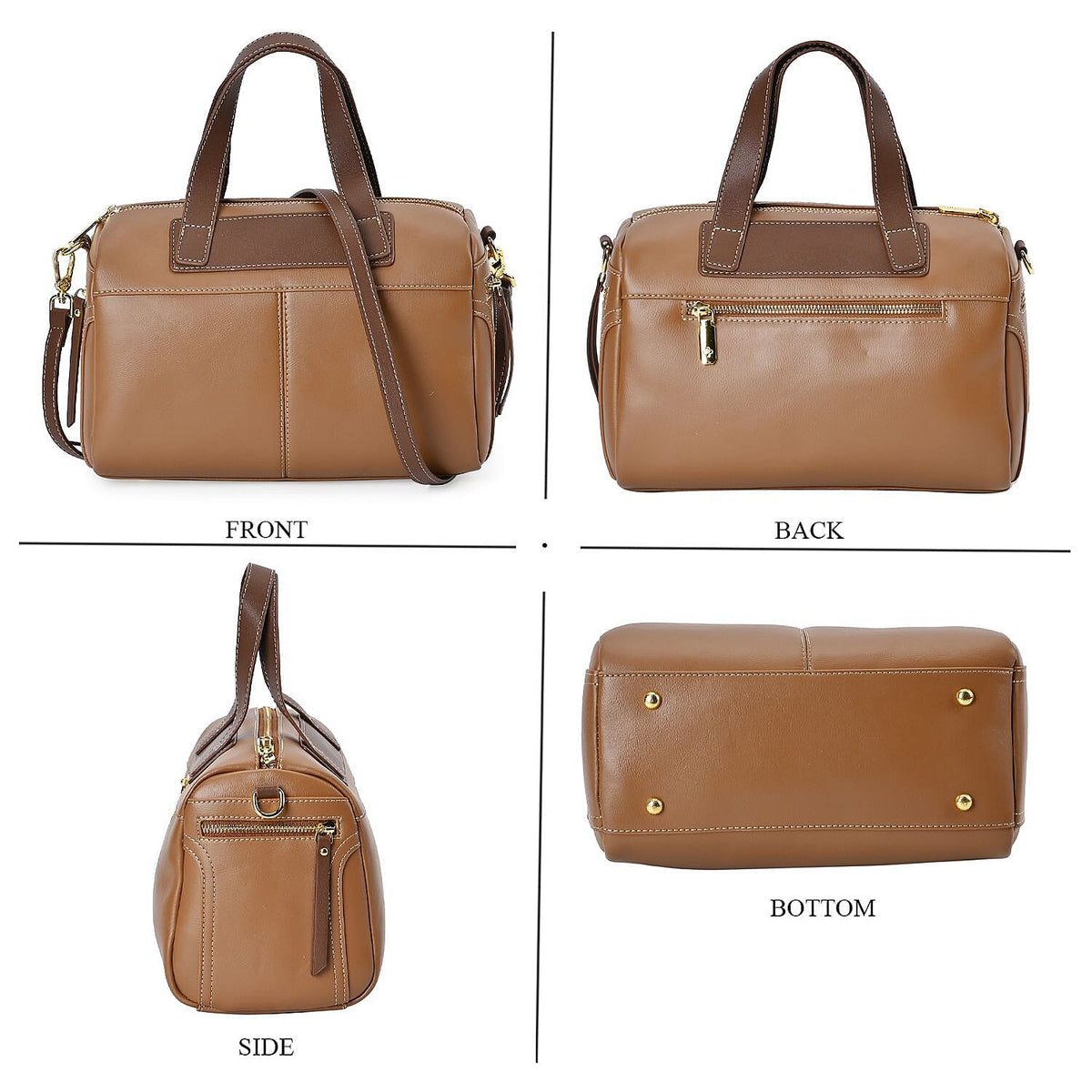 Manhattan CloseOut- 100% Genuine Leather  Bag with Shoulder Straps - Tan 7603769 5